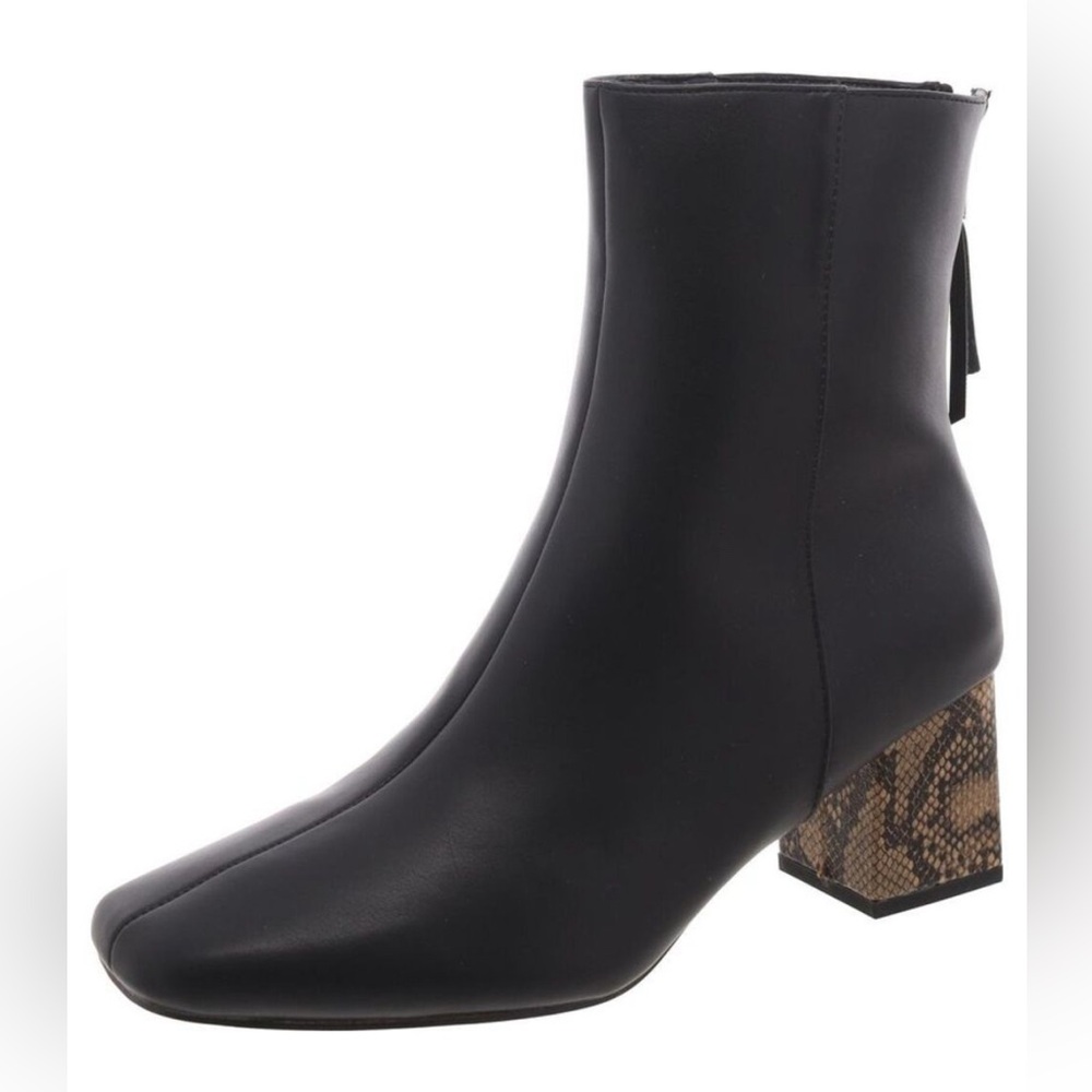 French Connection Womens          Black Square Toe Zip UP Mid-Calf Boots NWT 7.5